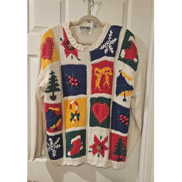 Extra-Touch International Sweaters - Vintage Hand Knit Granny Square Sweater Womens 3X Grandmacore‎ Cottagecore